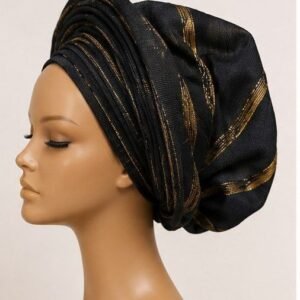 Midnight Gold Aso Oke Headpiece